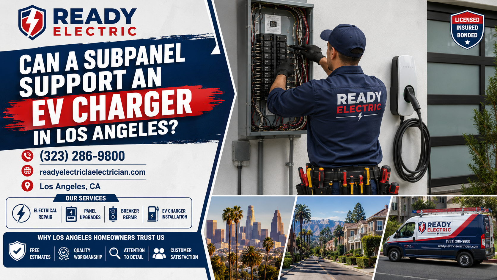 Ready Electric blog image about whether a subpanel can support an EV charger in Los Angeles