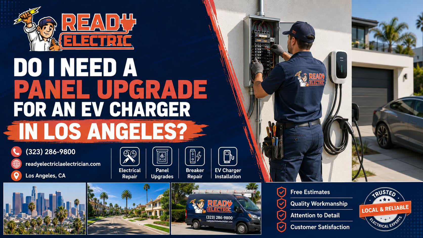 Ready Electric blog image about needing a panel upgrade for an EV charger in Los Angeles