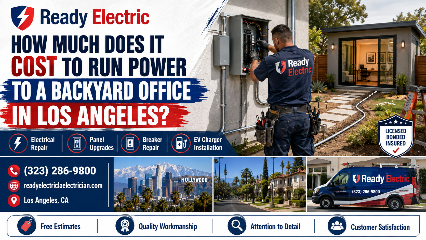 Ready Electric blog image about the cost to run power to a backyard office in Los Angeles