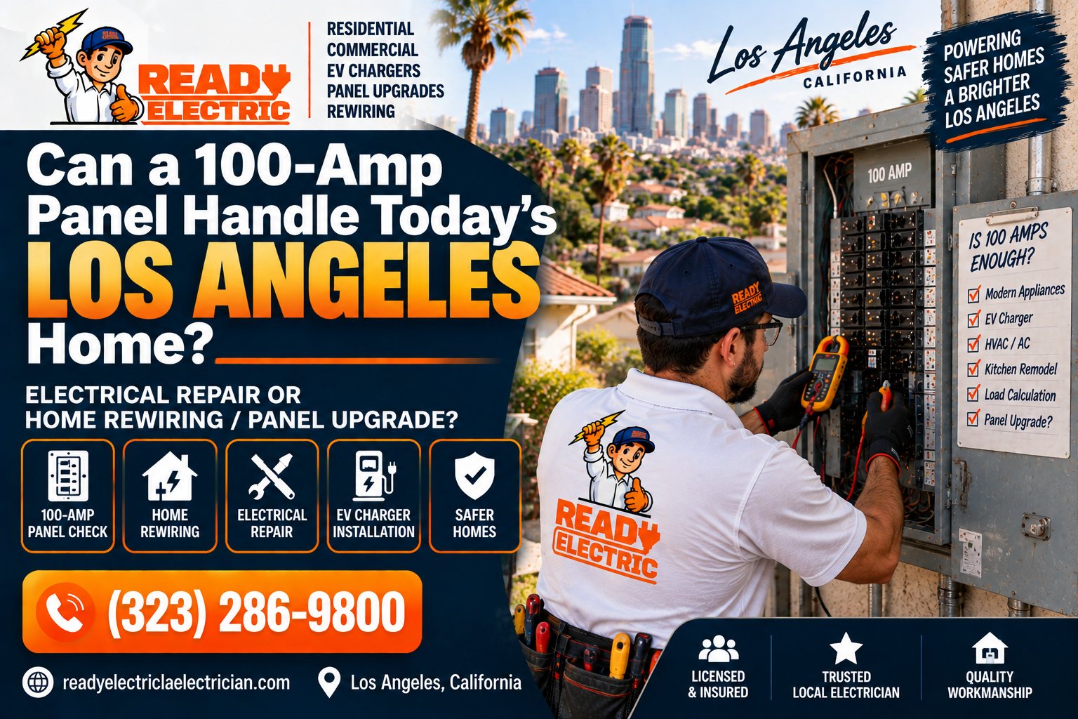 100 amp electrical panel capacity check for a modern Los Angeles home