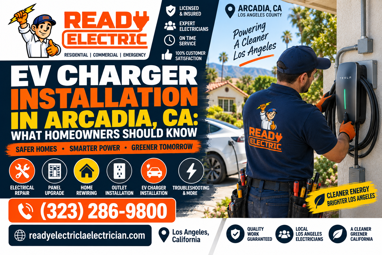 Ready Electric guide to EV charger installation in Arcadia CA for residential homes