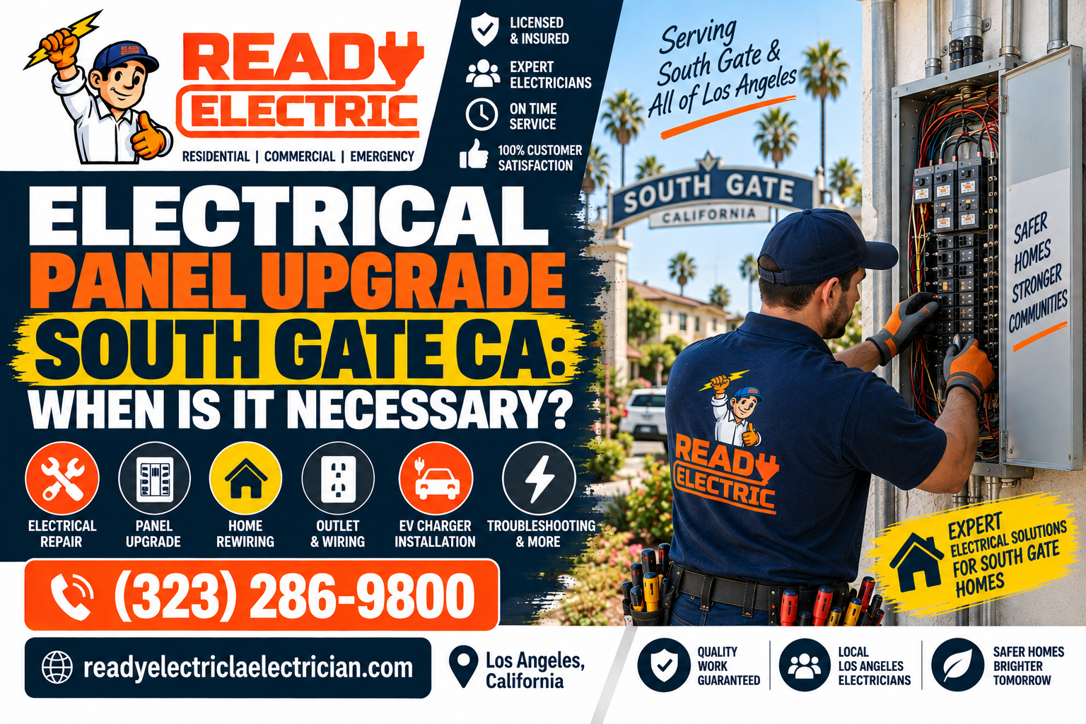 Ready Electric guide explaining when an electrical panel upgrade is necessary in South Gate CA