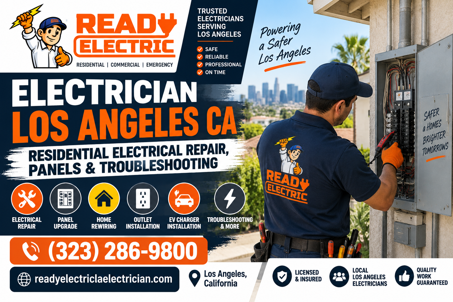 Ready Electric electrician in Arcadia CA providing residential electrical repair, panel and troubleshooting service