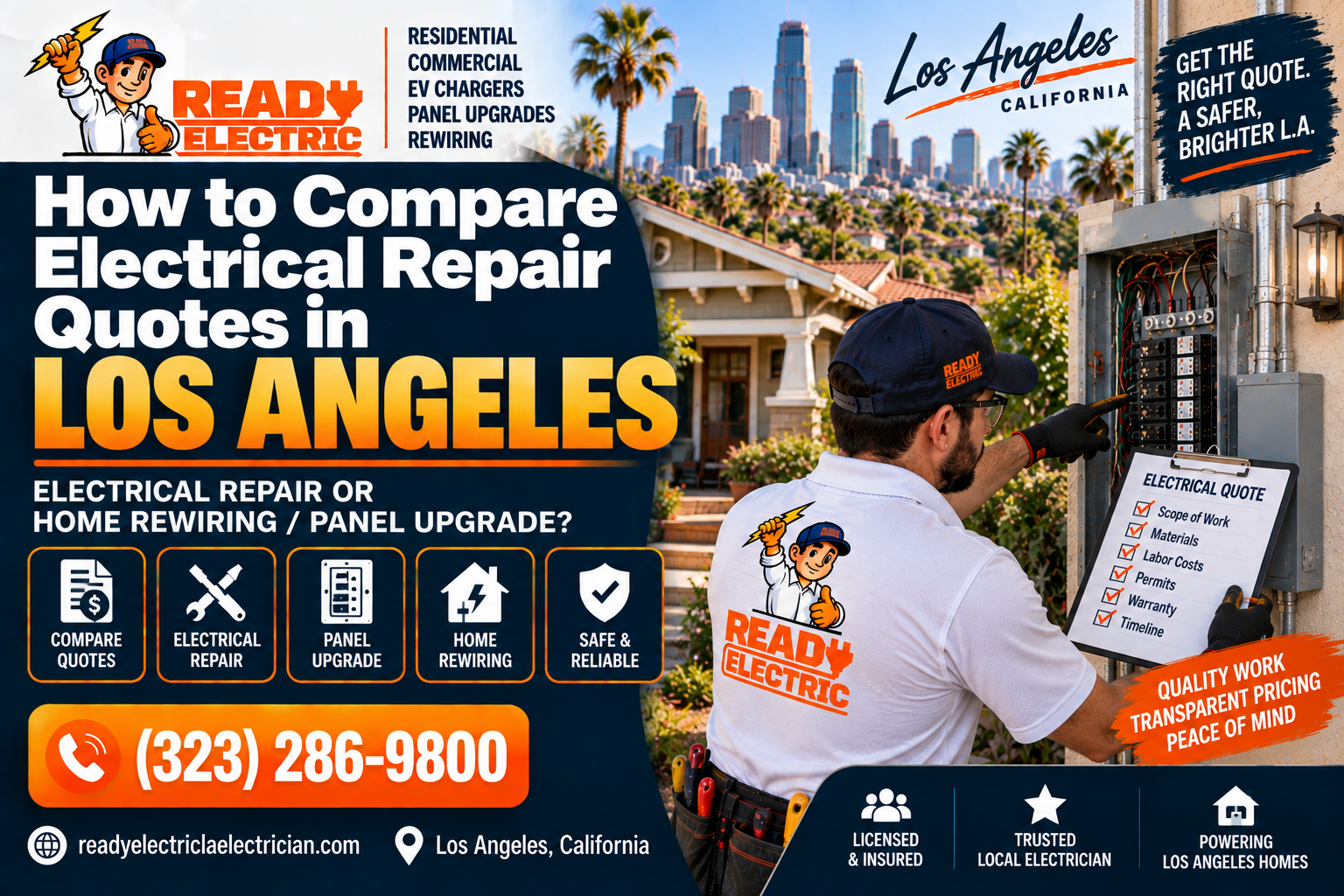 Comparing electrical repair quotes in Los Angeles with Ready Electric