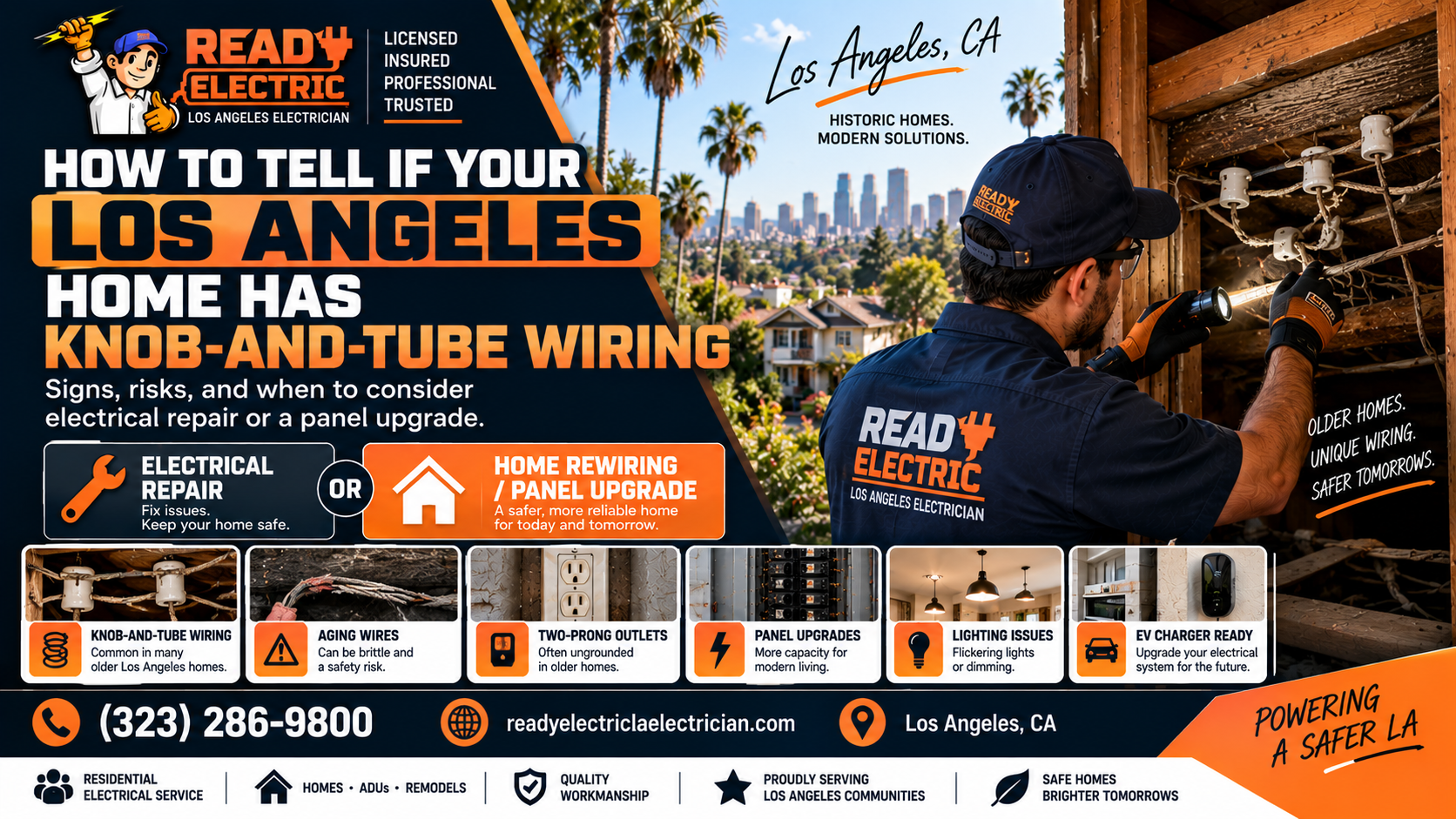 Ready Electric blog image about how to tell if a Los Angeles home has knob-and-tube wiring