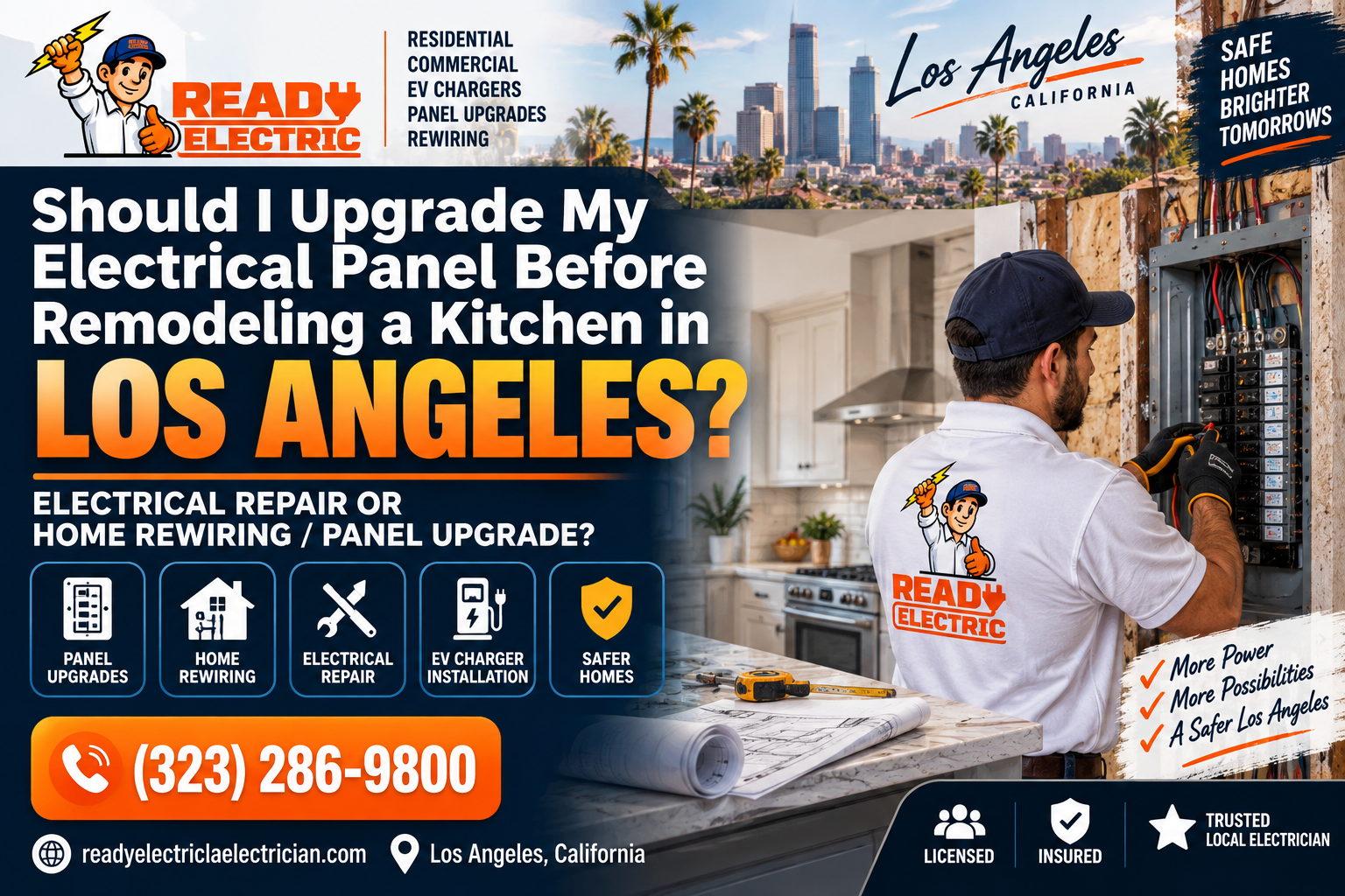 Electrical panel upgrade before kitchen remodeling in a Los Angeles home