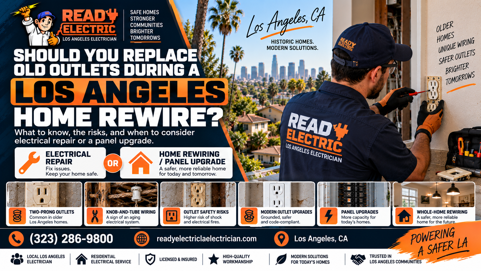 Ready Electric blog image about replacing old outlets during a Los Angeles home rewire