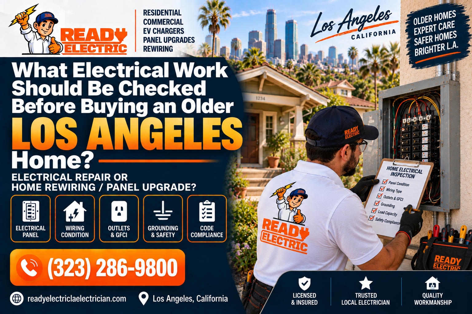 Electrical work checked before buying an older Los Angeles home with Ready Electric