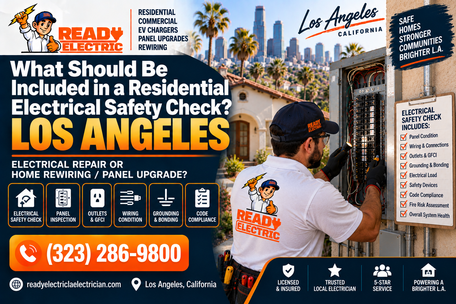 Residential electrical safety check in a Los Angeles home with Ready Electric