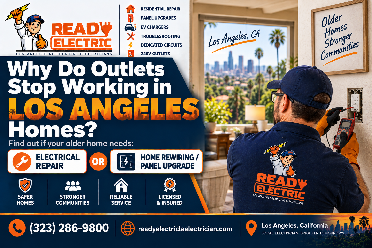 Ready Electric blog image about why outlets stop working in older Los Angeles homes